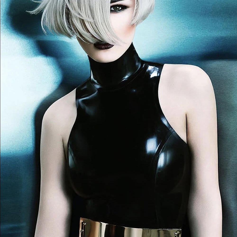 Vex Latex Crop Top Size Medium Goth Punk Cyber